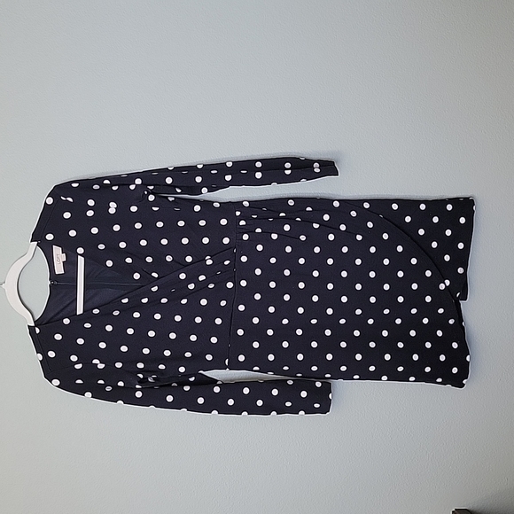 Loft size 10 long sleeve polka dot stretchy dress Twee Workplace Siren - Picture 2 of 10